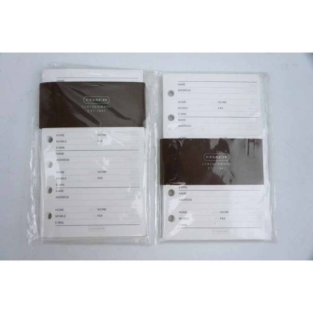 Vintage Coach Small 6 Ring Address Pages Set of 2 White 1360 Refill Inserts New